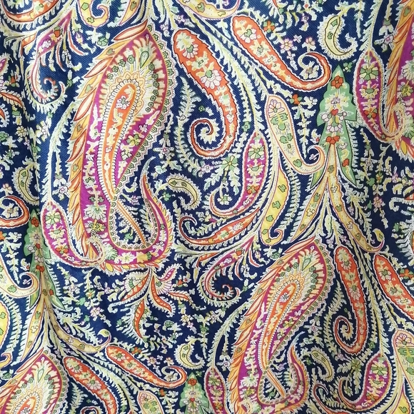 Liberty London Fabrics Colourful Paisley Pleated Partial Button Blouse Large - Picture 10 of 16
